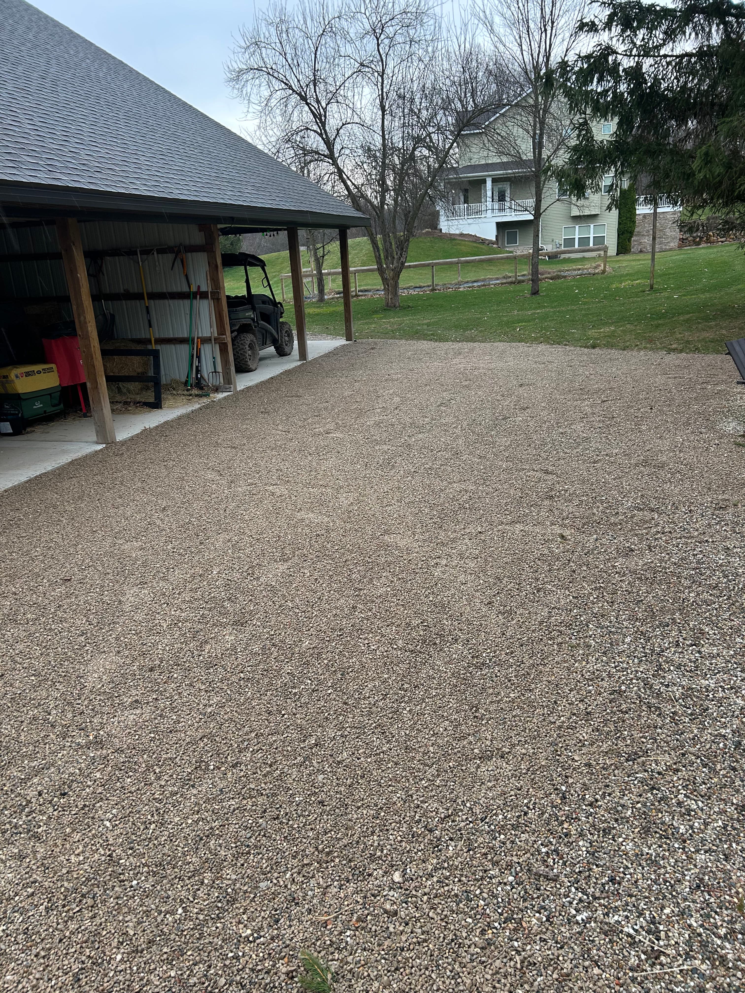 Project Fresh Pea Stone Driveway and a Trailer Loaded for the Next One image