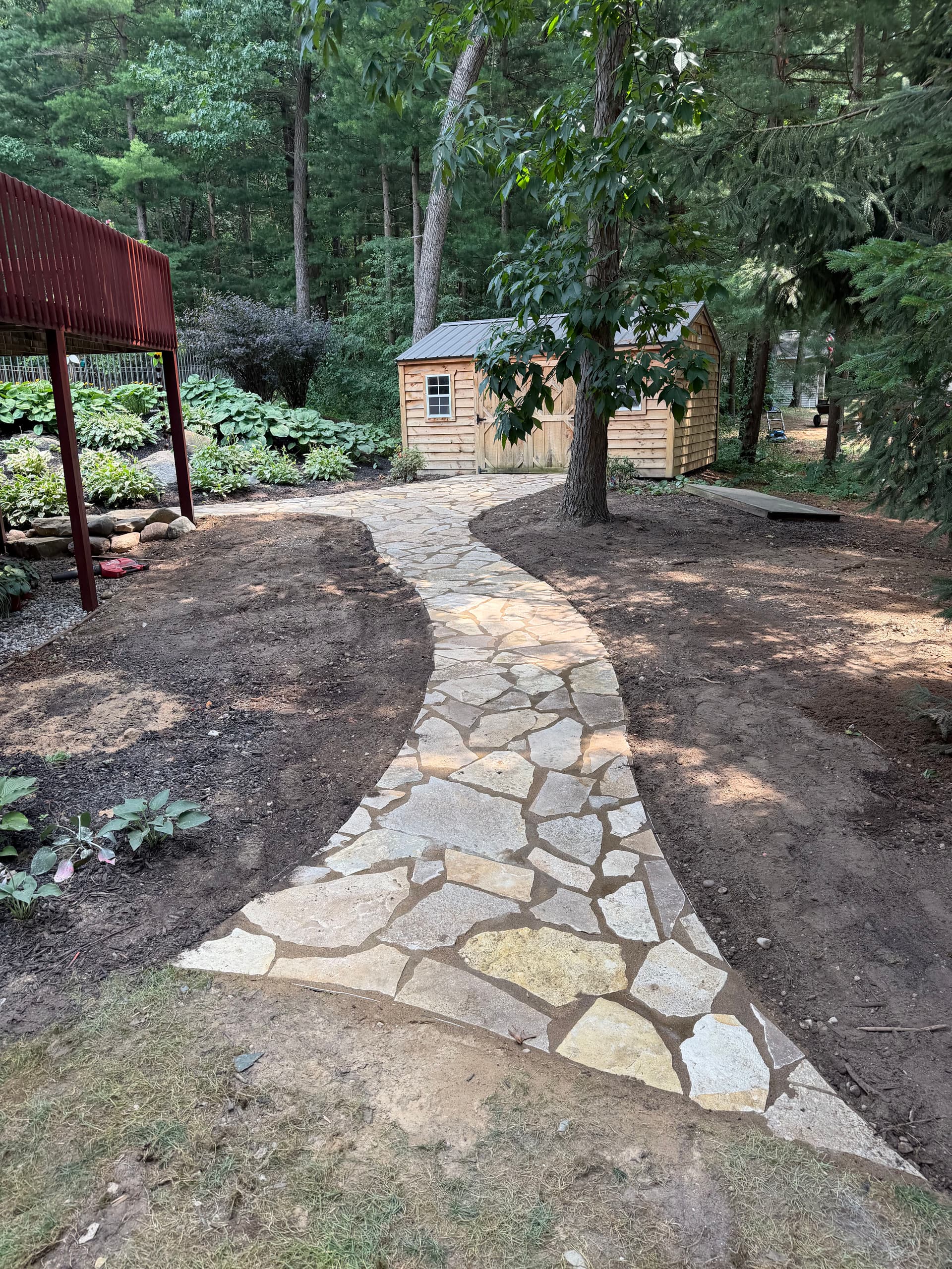 Gallery photos for Flagstone Walkway Install With a Buried Surprise Underneath: Image #1