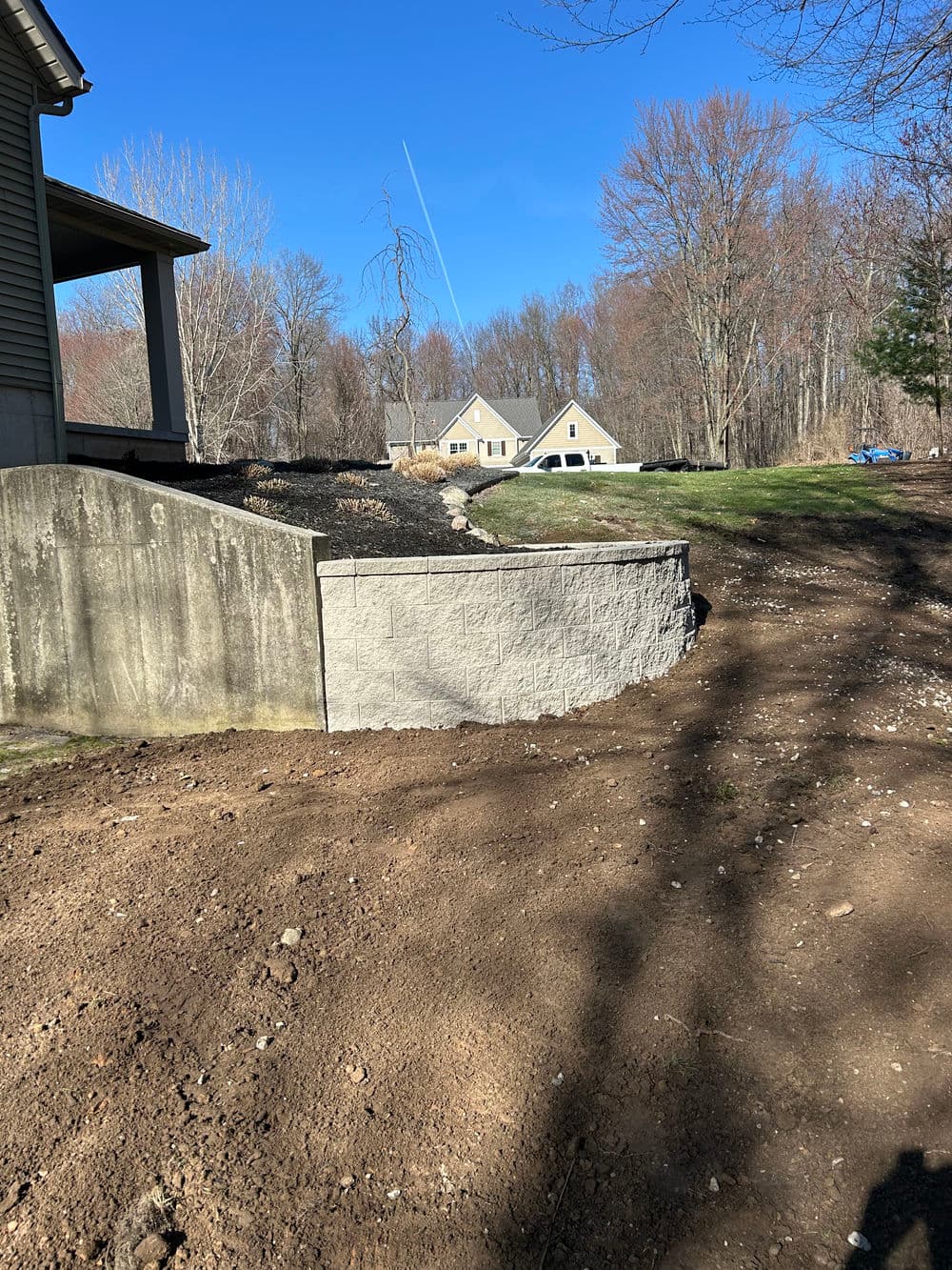 Fresh Block Retaining Wall Built to Hold the Hill image